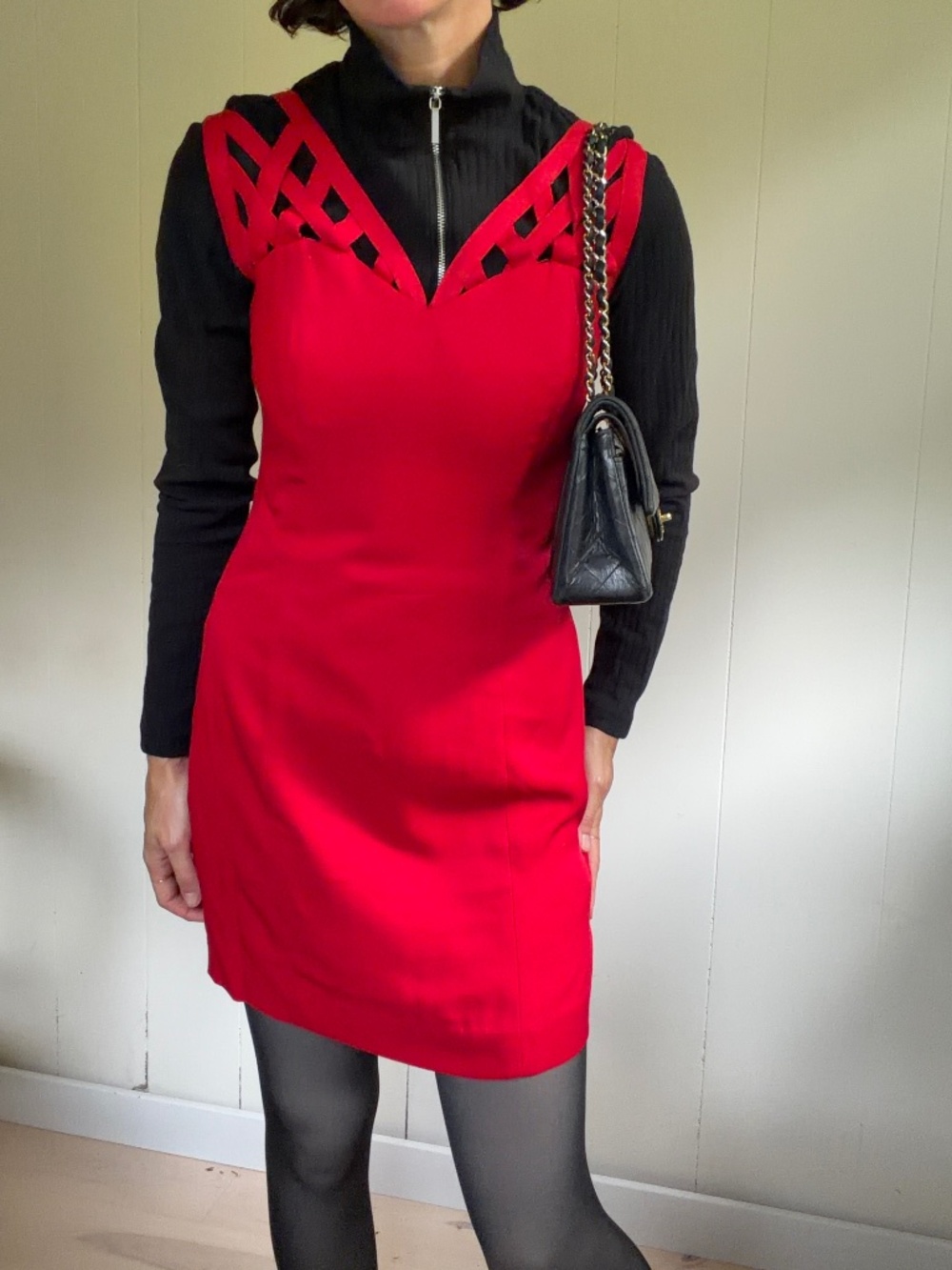 vintage 90s dress made in USA classic red mini coquette